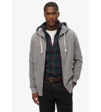 Superdry para hombre. M2014170A Sudadera con capucha clásica esencial con cremallera gris (L), Casual, Algodón