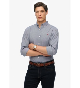 Superdry para hombre. M4011037A Camia Classic Oxford azul (M), Casual, Algodón, Clásico, Manga larga
