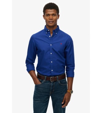Superdry para hombre. M4011037A Camia Classic Oxford azul (S), Casual, Algodón, Clásico, Manga larga