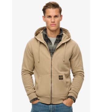 Superdryvoor mannen. M2013487A Losse hoodie met rits en contrasterende stiksels
bruin (S), Casual, Katoen