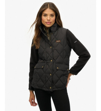 Superdry unisex. W5011948A Chaleco Liner Gilet negro (M), Viscosa, Poliéster Reciclado, Algodón Reciclado