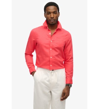 Superdry Camisa de lino y algodón rosa