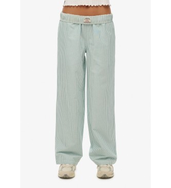 Superdry para mujer. W7011273A Pantalón Stripe Elastic verde (M), Homewear, Algodón