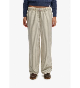 Superdry para mujer. W7011273A Pantalón Stripe Elastic beige (L), Casual, Algodón