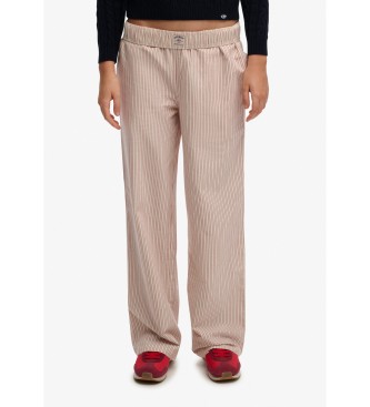Superdry para mujer. W7011273A Pantalón Stripe rojo (XS), Casual, Algodón, Burdeos