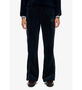 Superdry för kvinnor. W7011274A Country Club Velour Straight Pants marinblå (S), Casual, Polyester, Marino