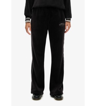 Superdry para mujer. W7011274A Pantalón Country Club Velour Straight negro (XL), Casual, Poliéster