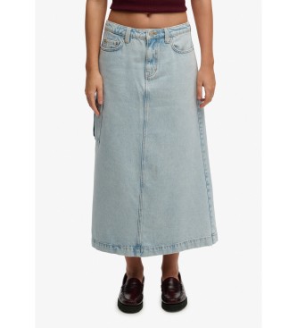 Superdry Falda Denim Cargo Maxi azul
