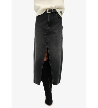 Superdry para mujer. W7210339A Falda Maxi negro (30), Casual, Algodón, Denim