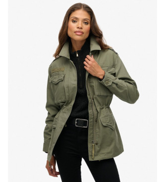 Superdry para mujer. W5011938A Chaqueta Embellished Field verde (M), Casual, Algodón