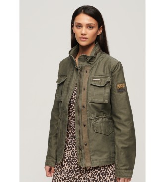 Superdry para mujer. W5011646A Chaqueta Embellished Classic M65 verde (L), Casual, Algodón, Manga larga