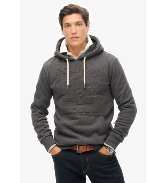 Para hombre. M2013698A Sudadera gráfica con capucha y logotipo en relieve oscuro (L), Casual, Algodón, Sostenible