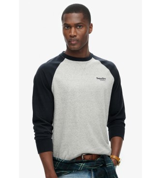 Superdry para hombre. M6010833A Camiseta Essential Logo Baseball gris (S), Casual, Algodón, Manga larga