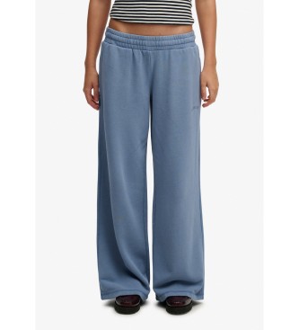 Superdry para mujer. W7011286A Pantalón Jogger Essential Logo Wide Leg azul (L), Casual, Algodón