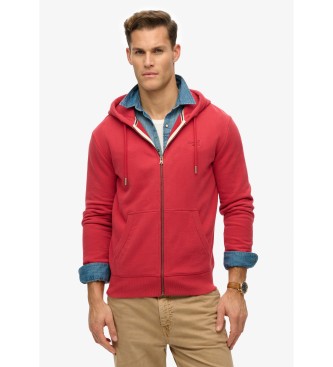 Superdry Sudadera con capucha Essential Logo Zip rojo