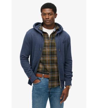 Superdryvoor mannen. M2014128A Essential Zip Sweatshirt marine (L), Casual, Katoen, Marineblauw