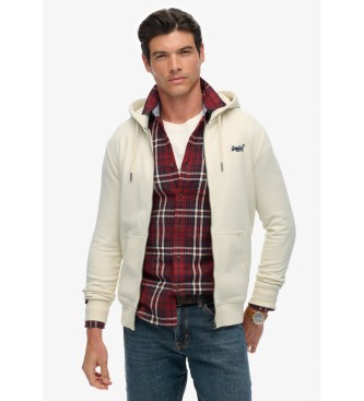 Superdry para hombre. M2014128A Sudadera Essential Logo Zip Hoodie HB blanco roto (XXL), Casual, Algodón