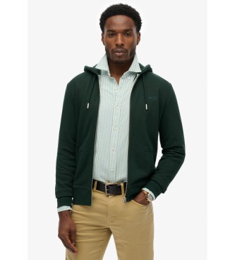 Superdry Sudadera con capucha y cremallera Essential Logo verde
