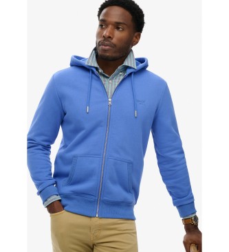 Superdry para hombre. M2014128E Sudadera Essential Logo Zip azul (XL), Casual, Algodón