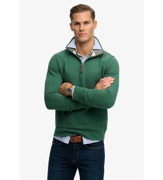 Superdry para hombre. M2014535A Sudadera Essential Pique Half Zip verde (XXL), Casual, Algodón