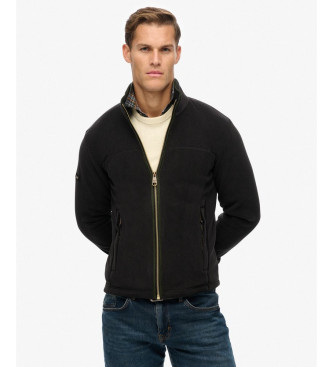 Superdry para hombre. M2014154A Chaqueta Estate Full Zip Fleece negro (S), Casual, Poliéster, Manga larga