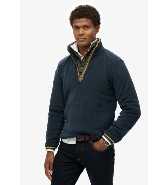 Superdry para hombre. M2014151A Polar Estate Half Zip Fleece azul (L), Casual, Poliéster Reciclado, Sostenible