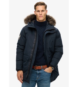 Superdry para hombre. M5011929A Parka de pelo sintético Everest marino (XXL), Casual, Poliéster, Sostenible