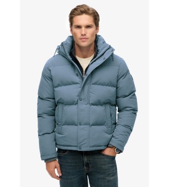 Superdry para hombre. M5011743A Chaqueta Everest Short Hooded Puffer azul (M), Casual, Poliéster
