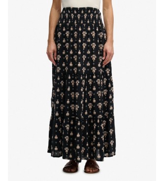 Superdry Falda estampado floral negro