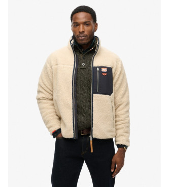 Superdry para hombre. M2014141A Forro polar con cremallera integral Vintage Retro beige (XL), Casual, Poliéster
