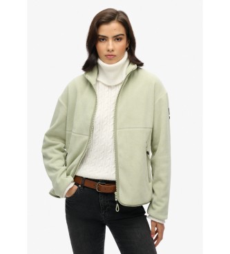 Superdry para mujer. W2012338A Forro polar con cremallera integral Active verde (XS), Casual, Poliéster Reciclado, Sostenible