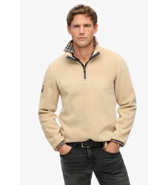 Superdry para hombre. M2014153A Forro polar con media cremallera Active beige (L), Casual, Manga larga, Poliéster Reciclado, Sostenible