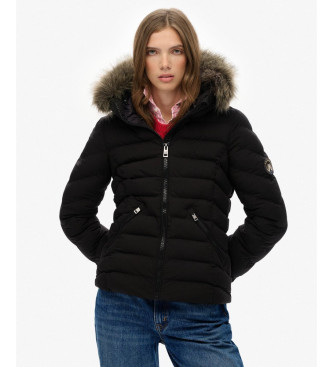 Superdry para mujer. W5012000A Chaqueta Fuji Faux negro (L), Casual, Poliéster Reciclado, Sostenible