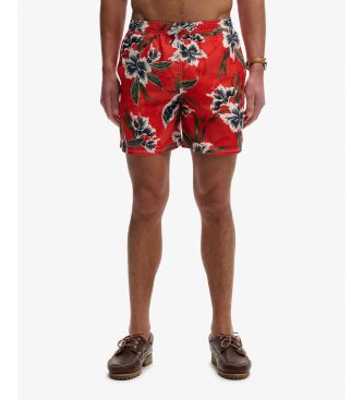 Superdry för män. M3010264A Hawaiian Print 16 röd baddräkt (S), Strandkläder, Återvunnen polyester