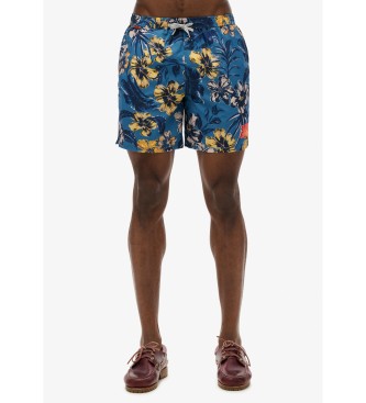 Superdry para hombre. M3010242A Bañador Hawaii azul (S), Beachwear, Poliéster Reciclado, Sostenible
