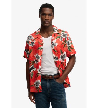 Superdry para hombre. M4011128A Camisa Hawaiian rojo (L), Casual, Modal, Manga corta