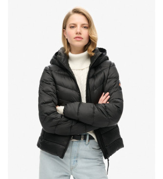 Superdry para mujer. W5011724A Chaqueta acolchada Hooded Fuji negro (L), Casual, Poliéster