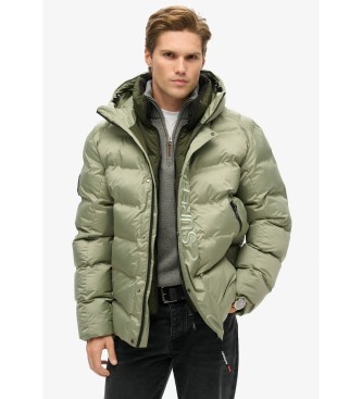 Superdry para hombre. M5011902A Abrigo Graphic Puffer verde (S), Casual, Poliéster Reciclado, Sostenible