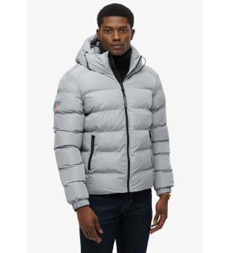 Superdry para hombre. M5011905A Chaqueta Hooded Sports Puffer gris (L), Casual, Poliéster