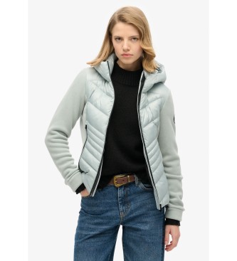 Superdry para mujer. W5011904A Chaqueta polar con capucha Storm gris (XS), Casual, Poliéster Reciclado, Sostenible