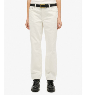 Superdry para mujer. W7011259A Jeans Mid Rise Straight blanco roto (28/30), Casual, Algodón