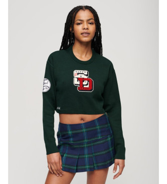 Para mujer. W6110537A Jersey corto de cuello redondo Varsity (S), Casual, Algodón Orgánico, Sostenible