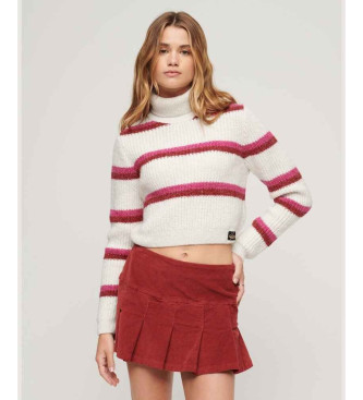 Superdry Jersey corto de cuello vuelto de rayas blanco