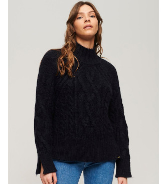Superdry para mujer. W6110530A Jersey de cuello alto en punto de ochos marino (XS), Casual, Acrílico