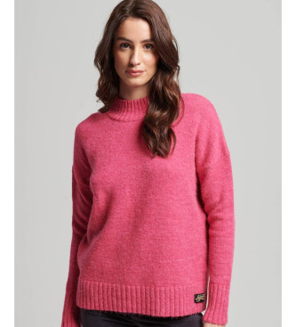 Superdry para mujer. W6110501A Jersey de cuello perkins Essential rosa (L), Casual, Acrílico
