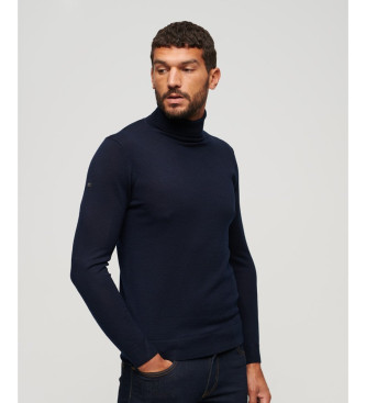 Superdry para hombre. M6110516A Jersey de cuello vuelto Merino marino (XXL), Casual, Lana