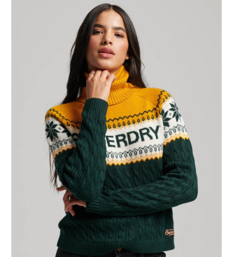 Superdry para mujer. W6110528A Jersey de punto Aspen Ski verde (XXS), Casual, Algodón