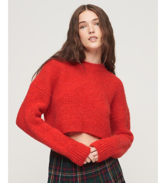 Superdry para mujer. W6110527A Jersey de punto corto con textura vintage rojo (M), Casual, Acrílico