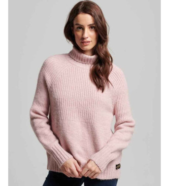 Superdry para mujer. W6110502A Jersey en punto de canalé Essential rosa (XS), Casual, Acrílico, Manga larga
