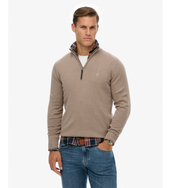 Superdry para hombre. M6110690A Jersey Essentials Half Zip marrón (L), Casual, Algodón